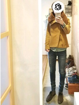 「ato（アトウ）のアイテム（その他アウター）」を使った、yujiさん（メンズ・176cm）の冬コーディネート