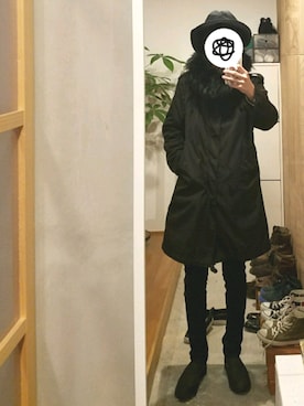 「ATTACHMENT（アタッチメント）のアイテム（モッズコート）」を使った、yujiさん（メンズ・176cm）の冬コーディネート