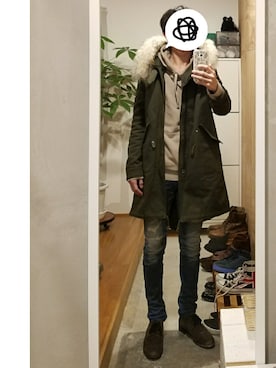 「GalaabenD（ガラアーベント）のアイテム（モッズコート）」を使った、yujiさん（メンズ・176cm）の冬コーディネート