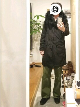 「ATTACHMENT（アタッチメント）のアイテム（モッズコート）」を使った、yujiさん（メンズ・176cm）の冬コーディネート
