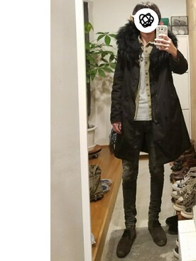 「ATTACHMENT（アタッチメント）のアイテム（モッズコート）」を使った、yujiさん（メンズ・176cm）の冬コーディネート