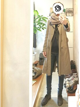 「FACTOTUM（ファクトタム）のアイテム（トレンチコート）」を使った、yujiさん（メンズ・176cm）の冬コーディネート