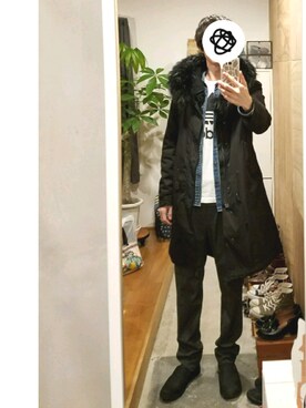 「ATTACHMENT（アタッチメント）のアイテム（モッズコート）」を使った、yujiさん（メンズ・176cm）の冬コーディネート