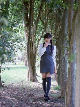 「ニーハイソックス」｜クロエさん（レディース・161cm）の冬コーディネート