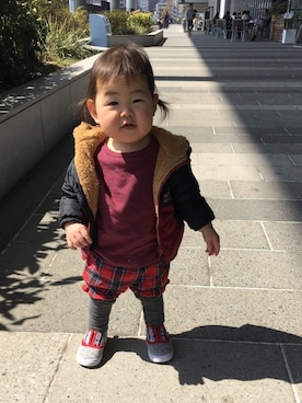 「1歳5ヶ月」｜「アイテム（ナイロンジャケット）」を使った、あかねくん&たっくんさん（キッズ・80cm）の春コーディネート