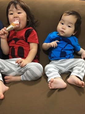 「ミッキーマウス」｜「アイテム（その他）」を使った、あかねくん&たっくんさん（キッズ・90cm）の夏コーディネート