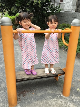 「ROPE' PICNIC（ロペピクニック）のアイテム（ワンピース/ドレス）」を使った、あかねくん&たっくんさん（キッズ・90cm）の秋コーディネート