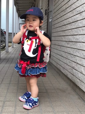 「SPACE（スペース）のアイテム」を使った、あかねくん&たっくんさん（キッズ・80cm）の夏コーディネート