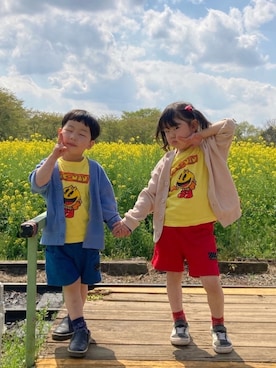 「5歳」｜「アイテム（カーディガン/ボレロ）」を使った、あかねくん&たっくんさん（キッズ・100cm）の春コーディネート