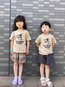 「アイテム（サンダル）」を使った、あかねくん&たっくんさん（キッズ・100cm）の春コーディネート