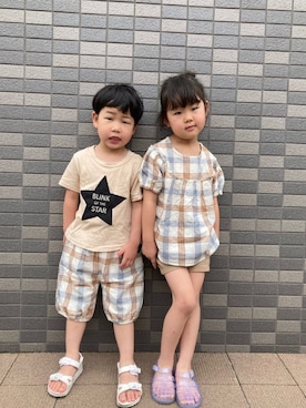「アイテム（サンダル）」を使った、あかねくん&たっくんさん（キッズ・100cm）の春コーディネート