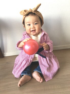 「アイテム（シャツワンピース）」を使った、H.Hさん（キッズ・70cm）の冬コーディネート