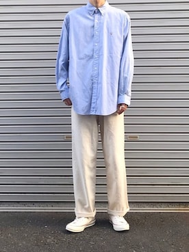 「usedのアイテム（シャツ/ブラウス、ブルー系）」を使った、Hollyさん（メンズ・181cm）の夏コーディネート