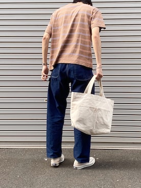 「orSlow（オアスロウ）のアイテム（デニムパンツ、ブルー系）」を使った、Hollyさん（メンズ・181cm）の夏コーディネート