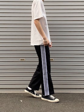 「Needles（ニードルス）のアイテム（パンツ、ブラック系）」を使った、Hollyさん（メンズ・181cm）の夏コーディネート