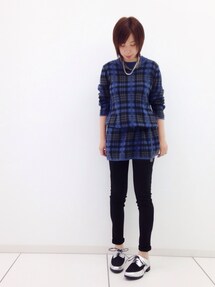 GU | チェックニットワンピース(ワンピース)
