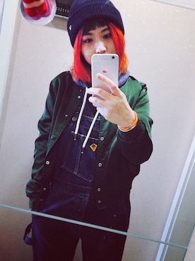 「BOBSON（ボブソン）のアイテム（オールインワン・サロペット）」を使った、大萌demonさん（レディース・157cm）の冬コーディネート