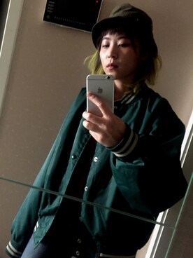「HANES（ヘインズ）のアイテム（ジャケット/アウター）」を使った、大萌demonさん（レディース・157cm）の春コーディネート