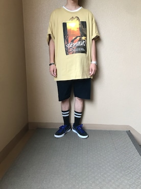 「FLAGSTUFF（フラグスタフ）のアイテム（レッグウェア）」を使った、no nameさん（メンズ・169cm）の夏コーディネート