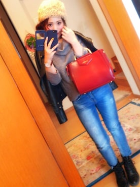 「GU（ジーユー）のアイテム（ブーツ、ブラック系）」を使った、＊花子＊さん（レディース・154cm）の冬コーディネート