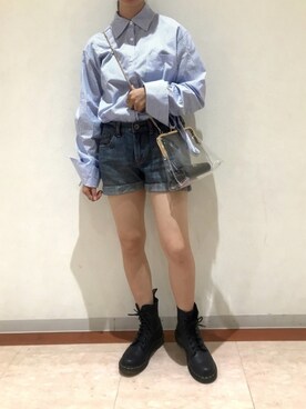 「Dr. Martens（ドクターマーチン）のレディース Dr.Martens ドクターマーチン 1460 W PASCAL 8 EYE BOOT パスカル 8アイレットブーツ 13512006 BLACK VIRGINIA（ブーツ）」を使った、ももさん（レディース・153cm）の春コーディネート