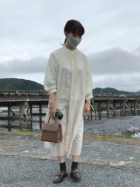 「LAKOLE（ラコレ）のアイテム（シャツワンピース）」を使った、ももさん（レディース・153cm）の秋コーディネート