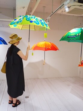 「mature ha.（マチュア）の【mature ha.(マチュアーハ)】Boxed Hat 11cm Brim（ハット）」を使った、yさん（レディース・161cm）の夏コーディネート