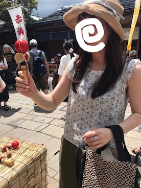 「mature ha.（マチュア）の【mature ha.(マチュアーハ)】Boxed Hat 11cm Brim（ハット）」を使った、yさん（レディース・161cm）の夏コーディネート