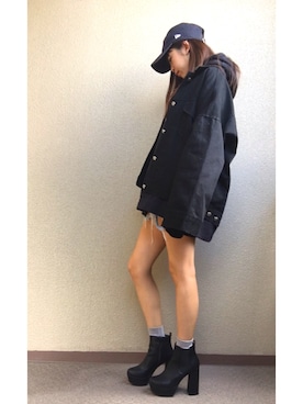 「STYLENANDA（スタイルナンダ）のアイテム（デニムジャケット）」を使った、Rinaさん（レディース・159cm）の秋コーディネート