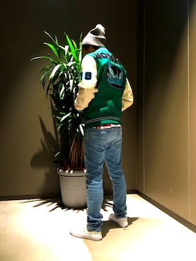 「DIESEL（ディーゼル）のアイテム（スタジャン）」を使った、keiさん（メンズ・168cm）の秋コーディネート