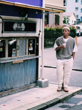 「Subciety（サブサエティ）のアイテム（帽子）」を使った、akaさん（メンズ・170cm）の冬コーディネート