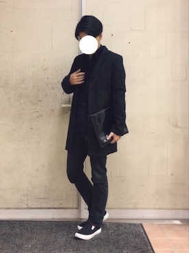 「リング」｜「アイテム（チェスターコート）」を使った、Mihaさん（メンズ・170cm）の冬コーディネート