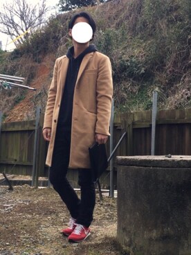 「リング」｜「アイテム（チェスターコート）」を使った、Mihaさん（メンズ・170cm）の冬コーディネート