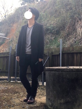 「リング」｜「アイテム（チェスターコート）」を使った、Mihaさん（メンズ・170cm）の冬コーディネート
