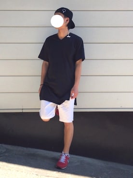 「アイテム（イヤリング（片耳用）、ブルー系）」を使った、Mihaさん（メンズ・170cm）の夏コーディネート