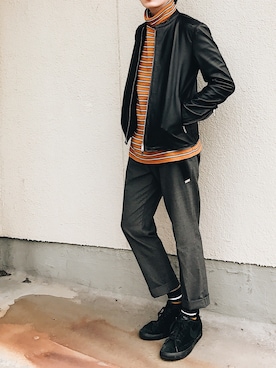 「TOPMAN（トップマン）のアイテム（スラックス）」を使った、よしおさん（メンズ・175cm）の秋コーディネート