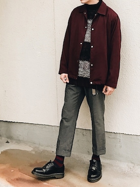 「TOPMAN（トップマン）のアイテム（スラックス）」を使った、よしおさん（メンズ・175cm）の秋コーディネート