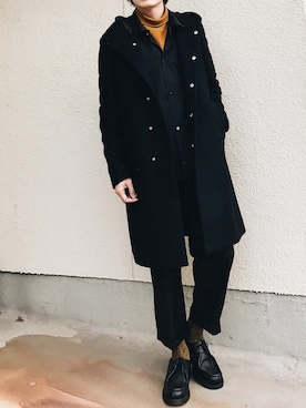 「マスタード」｜「アイテム（その他アウター）」を使った、よしおさん（メンズ・175cm）の冬コーディネート