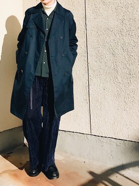 「UNIQLO JW ANDERSON」｜「アイテム（トレンチコート）」を使った、よしおさん（メンズ・175cm）の冬コーディネート