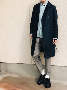 「UNIQLO JW ANDERSON」｜「アイテム（トレンチコート）」を使った、よしおさん（メンズ・175cm）の冬コーディネート