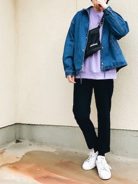 「ラベンダー」｜「アイテム（その他アウター）」を使った、よしおさん（メンズ・175cm）の春コーディネート