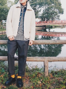 「A.P.C.」｜「アイテム（ブルゾン）」を使った、よしおさん（メンズ・175cm）の秋コーディネート