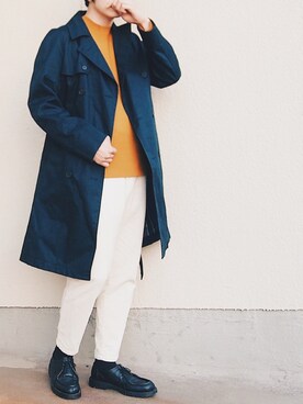 「UNIQLO JW ANDERSON」｜「アイテム（トレンチコート）」を使った、よしおさん（メンズ・175cm）の秋コーディネート
