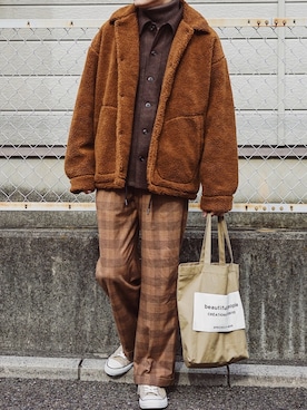 「beautiful people」｜「アイテム（その他アウター）」を使った、よしおさん（メンズ・175cm）の冬コーディネート