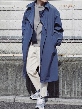 「niko and...（ニコアンド）のアイテム（トレンチコート）」を使った、よしおさん（メンズ・175cm）の冬コーディネート