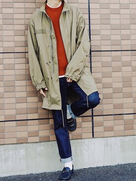 「リブニット」｜「アイテム（その他アウター）」を使った、よしおさん（メンズ・175cm）の春コーディネート