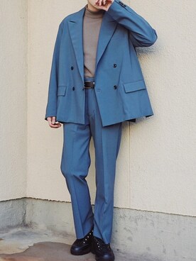 テーラードジャケットを使った ブルーグレー のメンズ人気ファッションコーディネート Wear