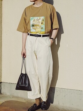「STUDIOUS（ステュディオス）のアイテム（チノパンツ）」を使った、よしおさん（メンズ・175cm）の春コーディネート