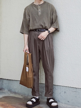 「markaware（マーカウェア）のアイテム（バッグ）」を使った、よしおさん（メンズ・175cm）の夏コーディネート