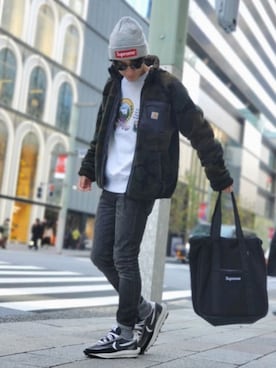 「Carhartt WIP（カーハートダブリューアイピー）のアイテム（その他アウター）」を使った、ジェロニモさん（メンズ・170cm）の冬コーディネート